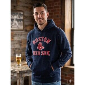 Boston Red Sox '47 Brand Sweatshirt Men Sz S Navy Blue logo Baseball Hoodie MLB